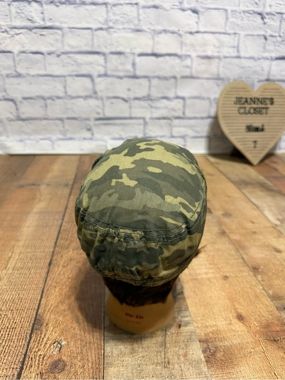 Camo Cadet Hat Cap Beaded Cross Patch Military Style Women's One Size Women's ca